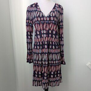 NWT Tory Burch Women's Viscose Fantasy Printed Long Sleeve Dress, Large